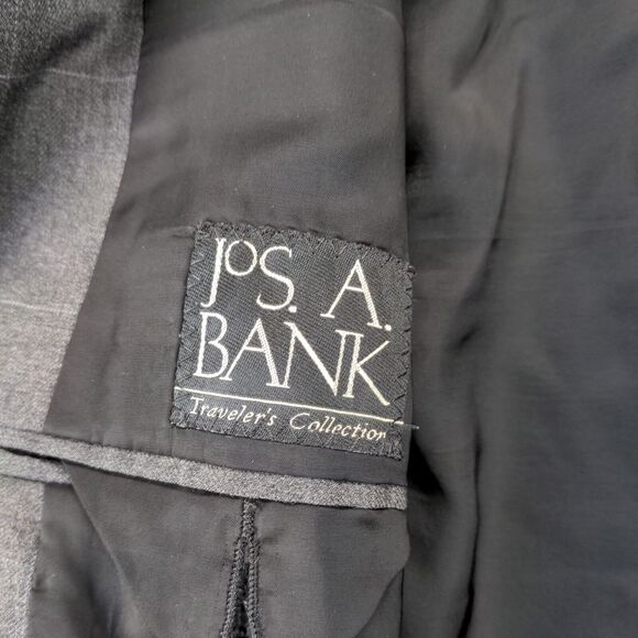 Jos. A. Bank Blazer Jacket Mens 3-Button Long Sleeve Gray Shoulder Pad - Picture 9 of 13
